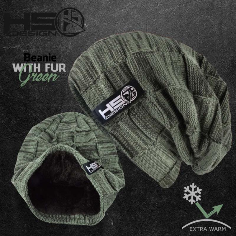 Hotspot Design Green beanie HSD with fur