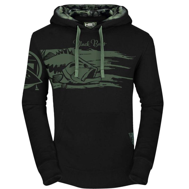 Hotspot Design Hoodie Black Bass with camo detail - Size M