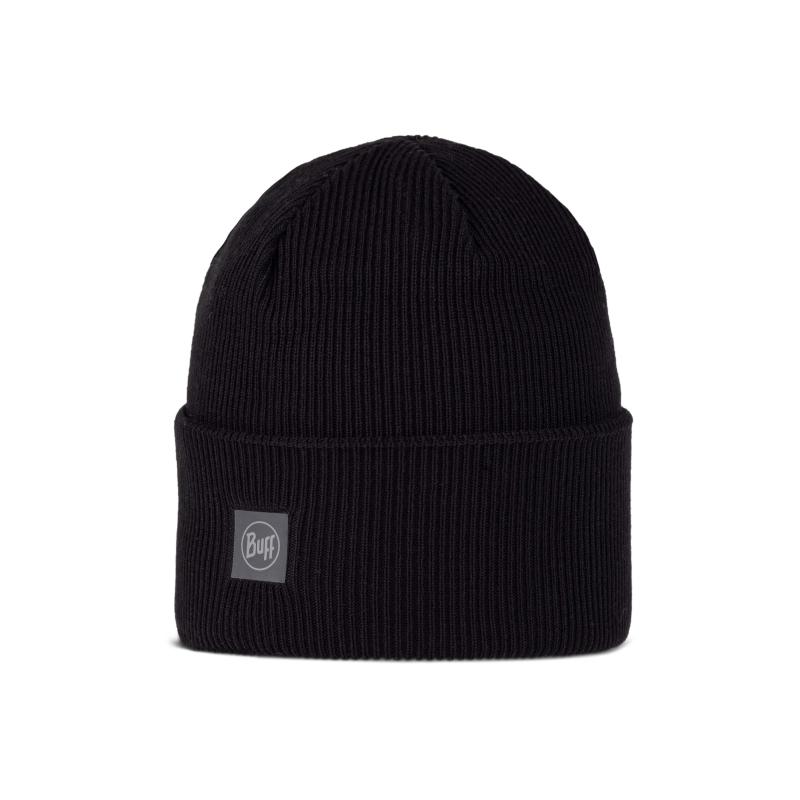 Buff Crossknit Beanie Solid Black