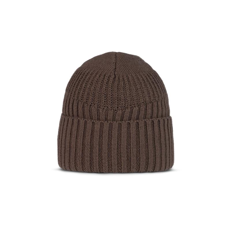 Buff Knitted & Fleece Beanie Renso Brindle Brown