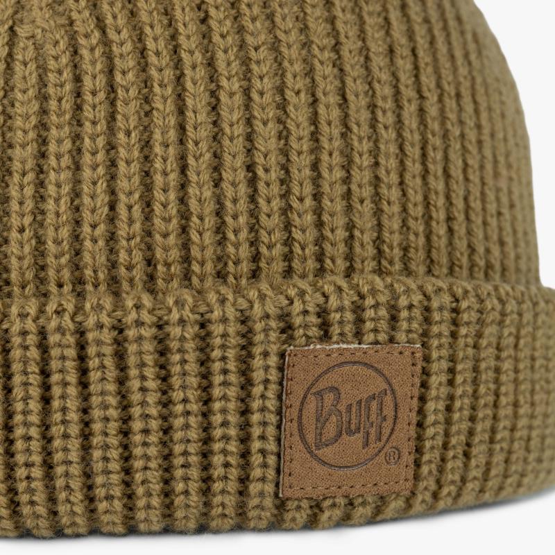 Buff Knitted Beanie Clum Brindle Brown