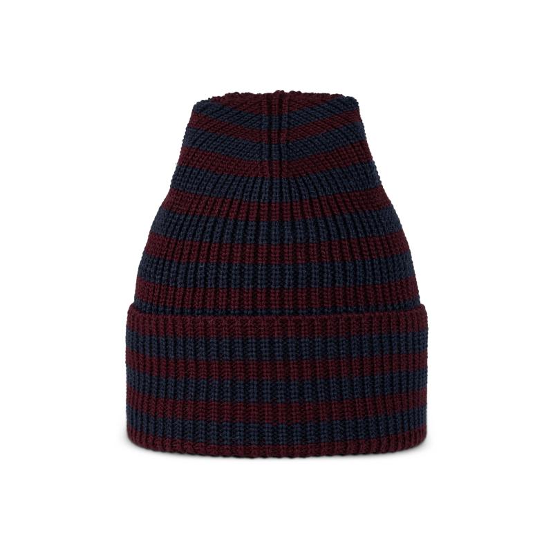 Buff Knitted Beanie Zuma Stripes Night Blue