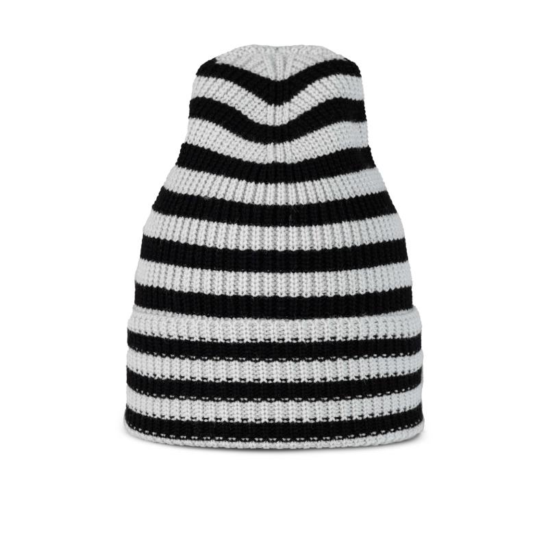 Buff Knitted Beanie Zuma Stripes Black