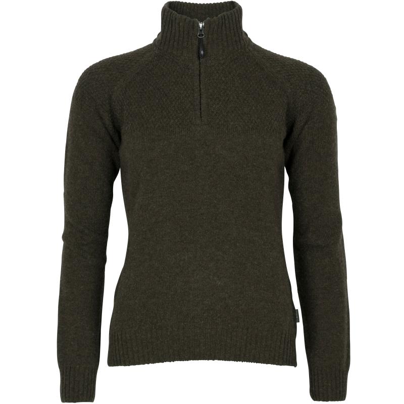 Pinewood Värnamo T Neck Women Sweater D.Green Melange XS