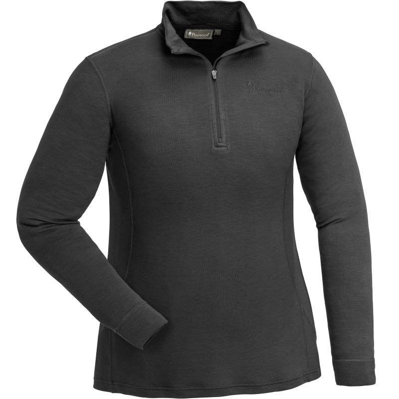 Pinewood Abisko Merino Base Layer Damen Half Zip Shirt Smoke Black M