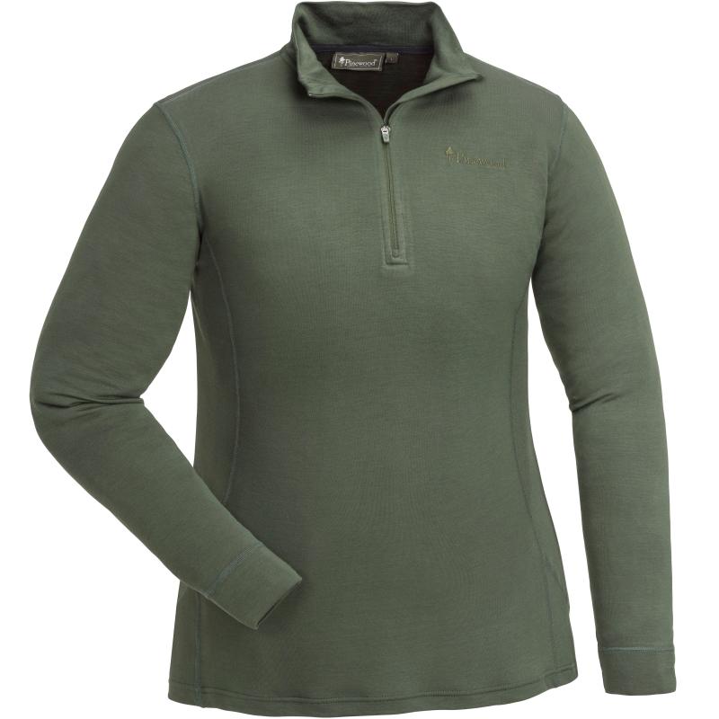 Pinewood Abisko Merino Base Layer Damen Half Zip Shirt D.Mossgreen S