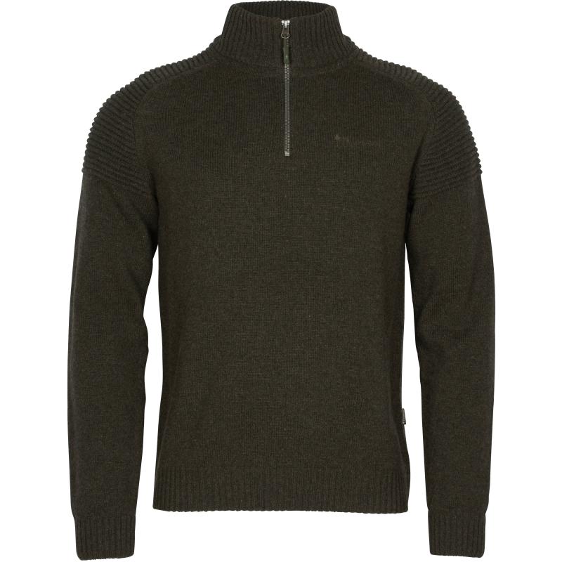 Pinewood Värnamo T Neck Sweater D.Green Melange S