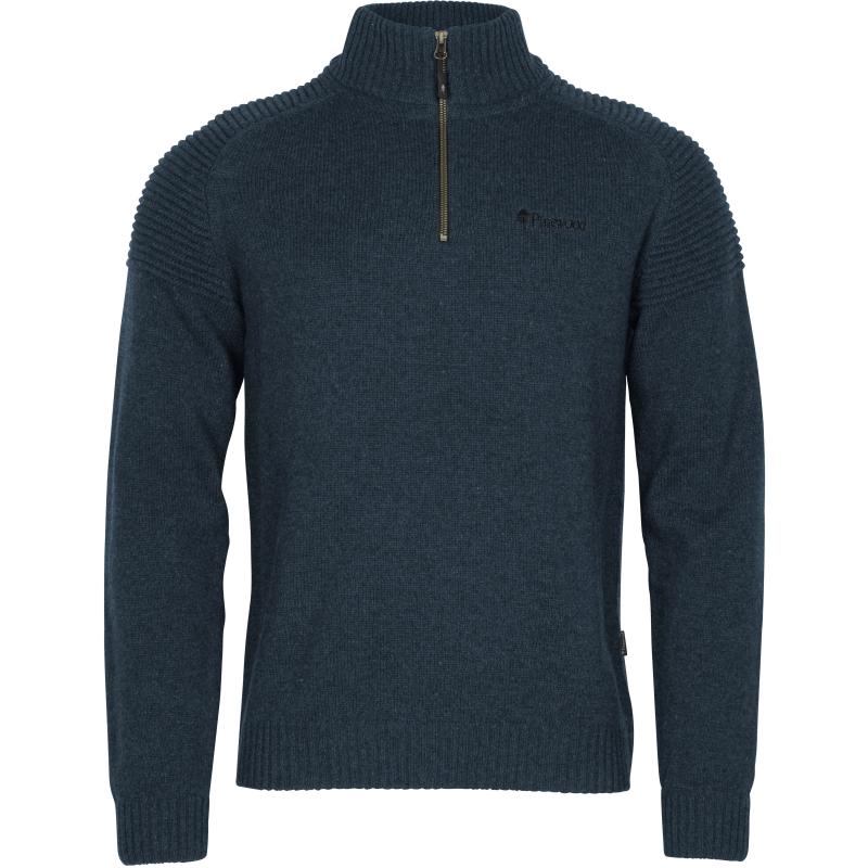 Pinewood Värnamo T Neck Sweater D.Navy Melange S