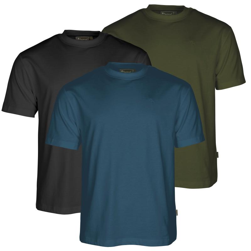 Pinewood 3-Pack T-Shirt A.Blue/Mossgreen/Black S