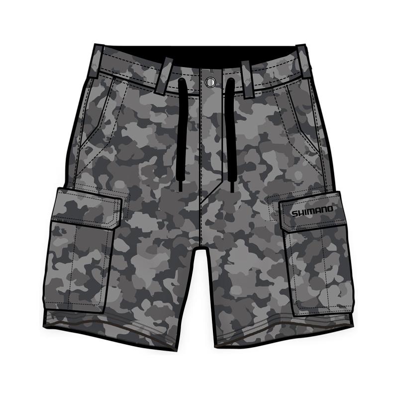 Shimano Cargo Shorts Grey Camo L