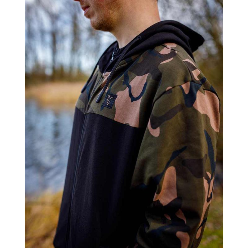 Fox LW BLack / Camo Split Zip Hoody SMALL