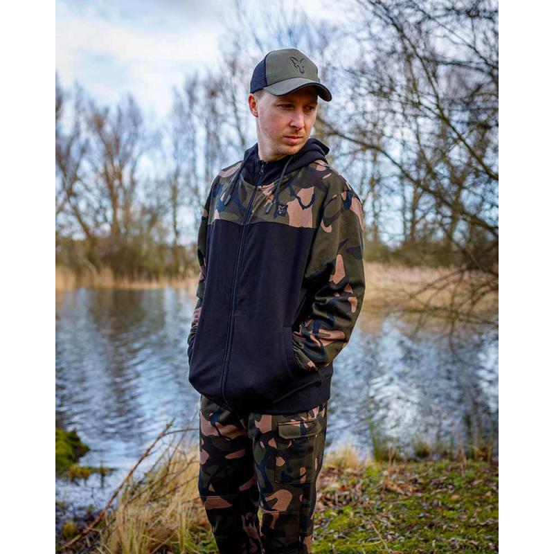 Fox LW BLack / Camo Split Zip Hoody SMALL