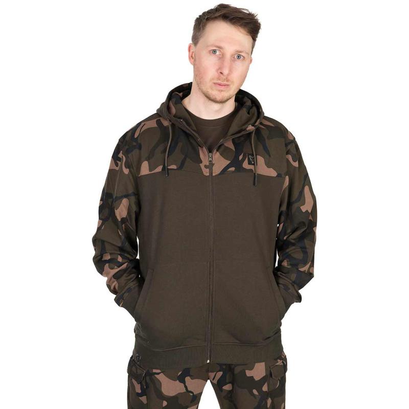 Fox LW Khaki / Camo Split Zip Hoody MEDIUM