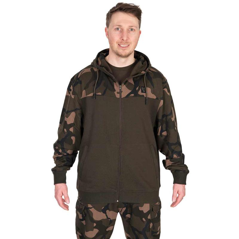 Fox LW Khaki / Camo Split Zip Hoody MEDIUM