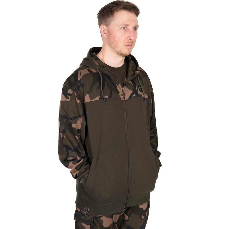 Fox LW Khaki / Camo Split Zip Hoody MEDIUM