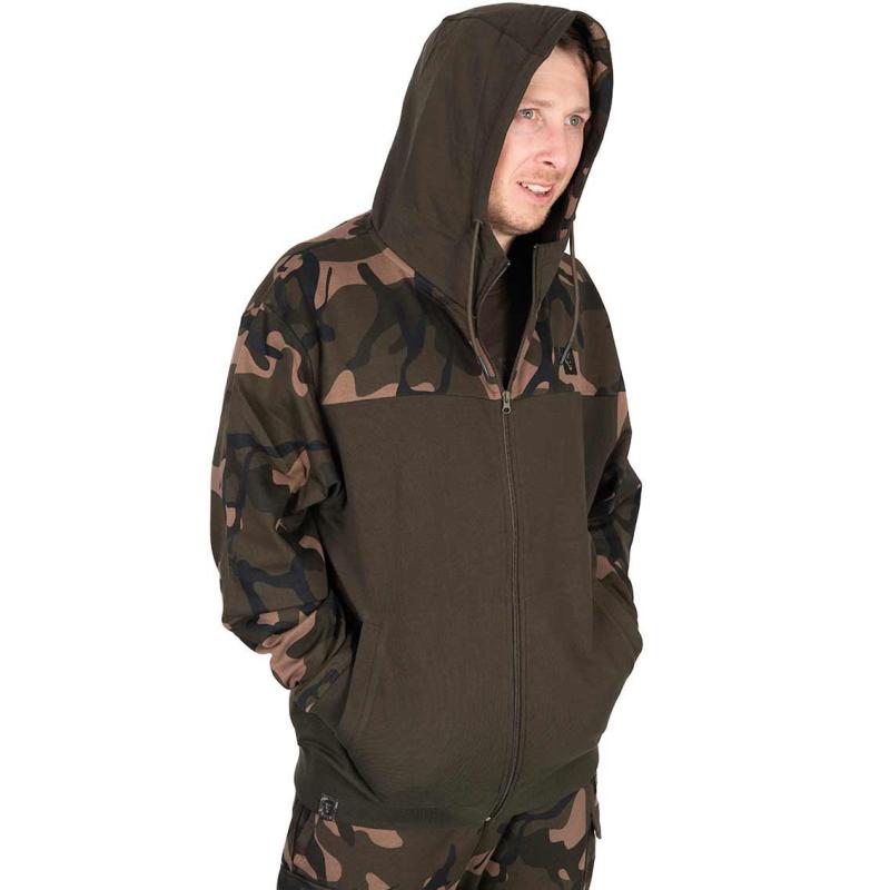 Fox LW Khaki / Camo Split Zip Hoody MEDIUM