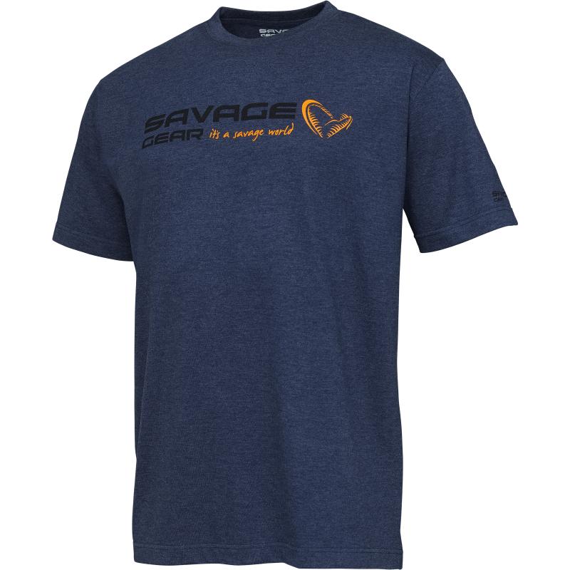 Savage Gear Signature Logo T-Shirt S Blue Melange