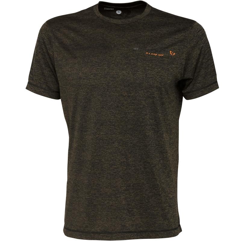 Savage Gear Fighter Stretch T-Shirt S Burnt Olive Melange