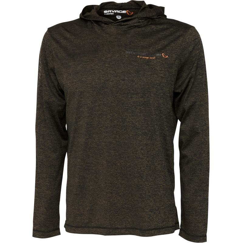 Savage Gear Fighter Stretch Hoodie S Burnt Olive Melange