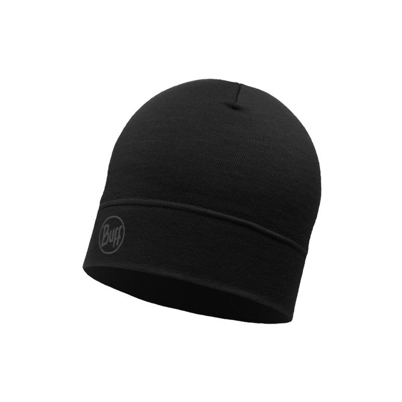 Buff Merino Lightweight Beanie Solid Black