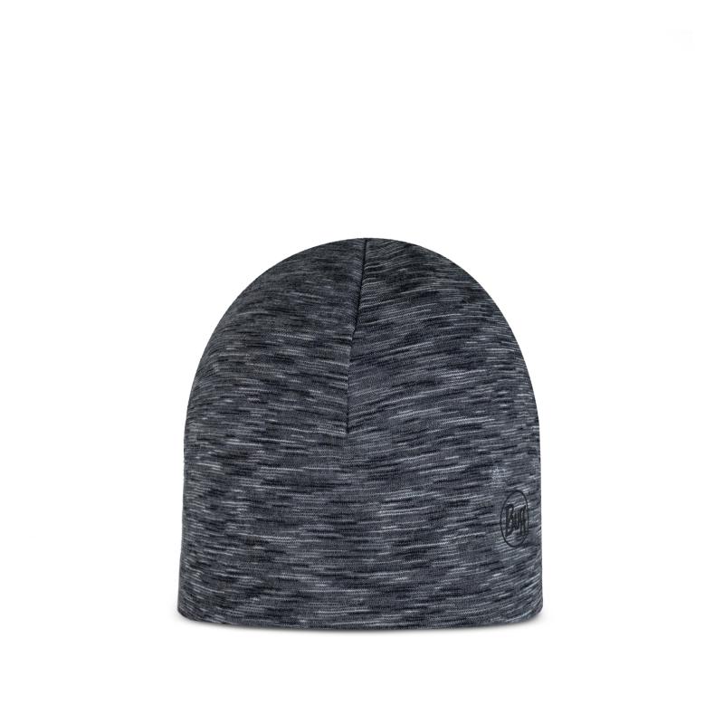 Buff Merino Lightweight Beanie Pansy-Graphite Multistripes