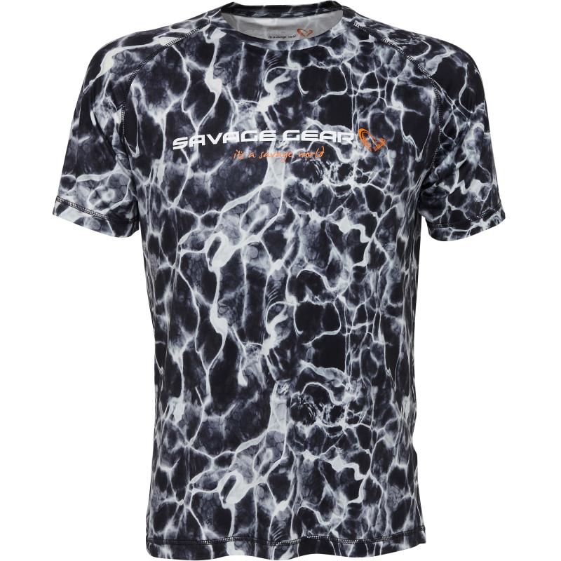 Savage Gear Night Uv T-Shirt S Black Waterprint